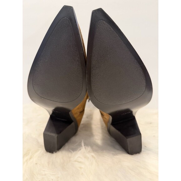 ZARA Women Square Toe Topstitched Split Suede Ankle Boots Brown US 9 EUR 40 - Picture 13 of 14